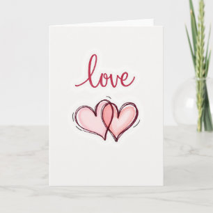 Pink Love Hearts Valentines Card