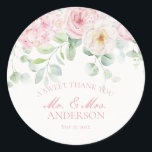 Pink Love in Bloom Floral Hydrangea Wedding Circle Classic Round Sticker<br><div class="desc">Love is in Bloom. Introducing our Pink Floral Party Decor Collection, where blush pink hydrangeas and cream florals blend seamlessly to bring a touch of elegance to your event. Each piece in this collection is adorned with delicate watercolor blooms, creating a serene and inviting atmosphere for any occasion. Elevate your...</div>