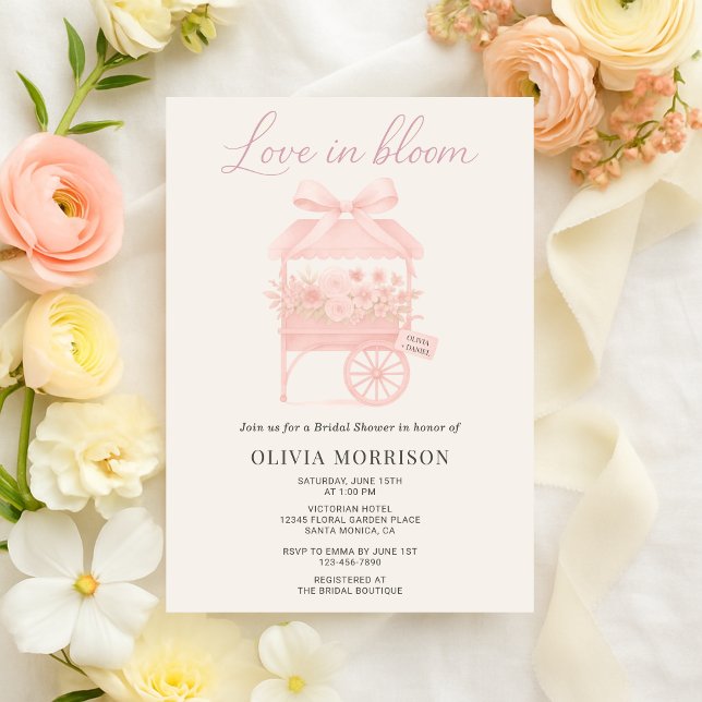 Pink Love in Bloom Flower Market Bridal Shower Invitation (Creator Uploaded)