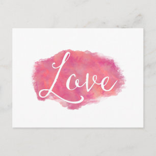 Pink Love Inspirational Watercolor Quote Postcard