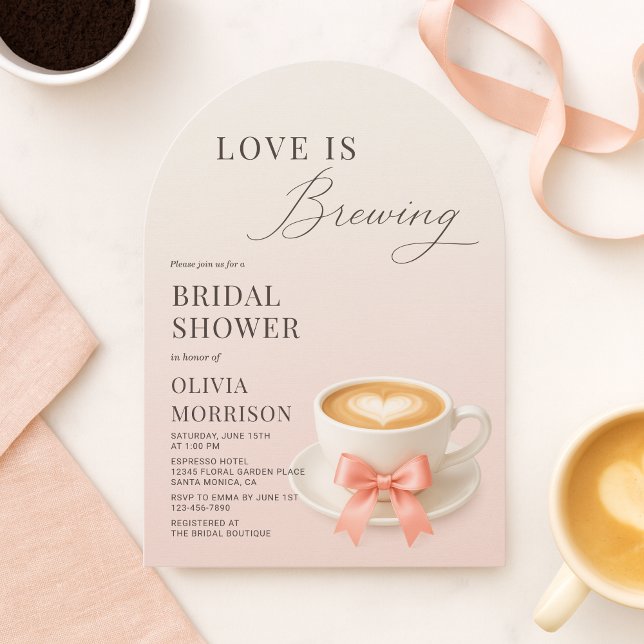 Pink Love is Brewing Coffee Cafe Bridal Shower Invitation (Creator Uploaded)
