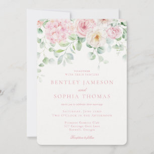 Pink Love is in Bloom Floral Hydrangea Wedding Invitation