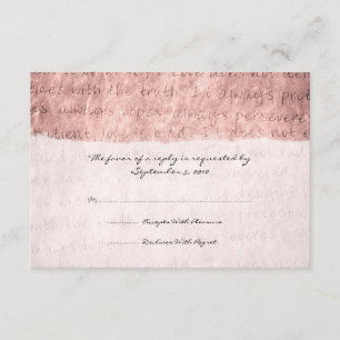 Pink Love is Patient Vintage Wedding RSVP Card