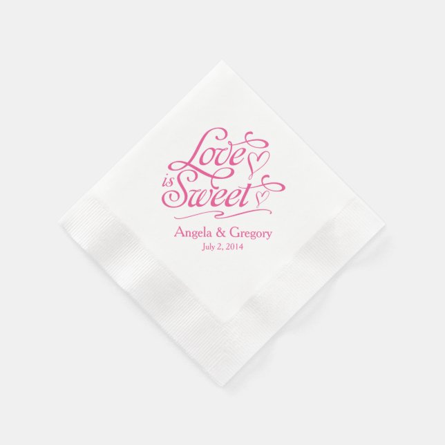 Pink Love is Sweet Candy Dessert Buffet Wedding Napkin (Corner)