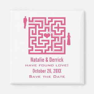 Pink Love Maze Save the Date Magnet