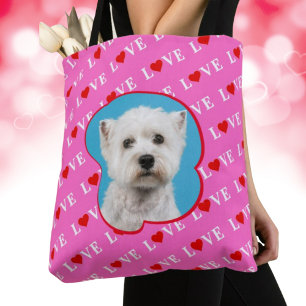 Pink LOVE Modern Elegant Custom Photo Tote Bag