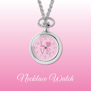 Pink Love Necklace Watch