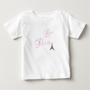 Pink-Love-Paris-Eiffel-Tower-Unique Baby T-Shirt