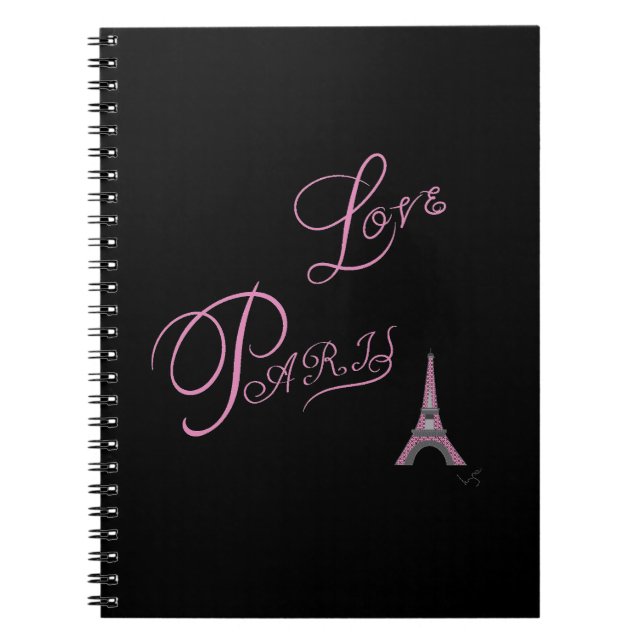 Pink-Love-Paris-Eiffel-Tower-Unique Spiral Notebook (Front)