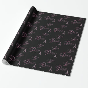 Pink-Love-Paris-Eiffel-Tower-Unique Wrapping Paper