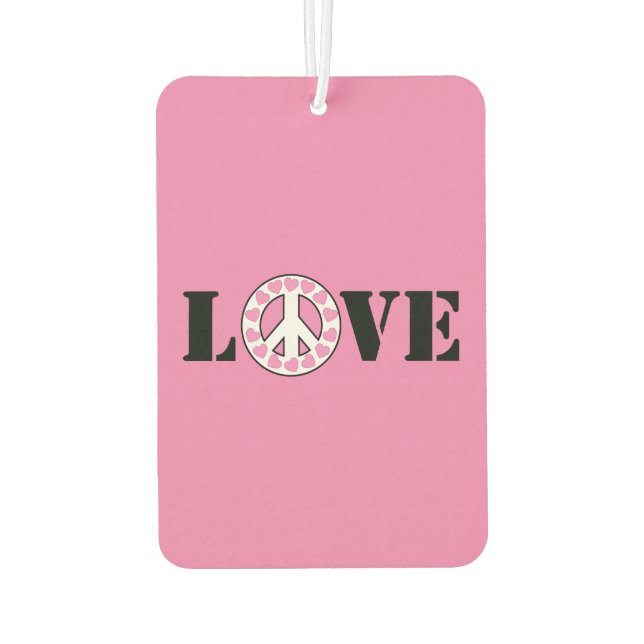 Pink Love Peace Hearts  Car Air Freshener (Back)