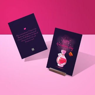Pink Love Potion Bottle Happy Valentine's Day Card