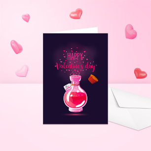 Pink Love Potion Happy Valentines Day Folded Card