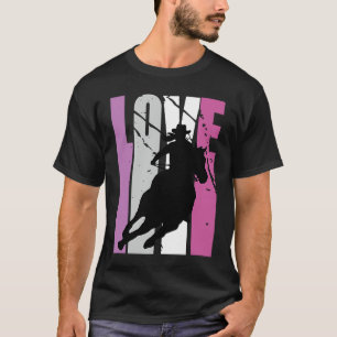 Pink Love Rodeo Barrel Racing Race Racer Women Cow T-Shirt