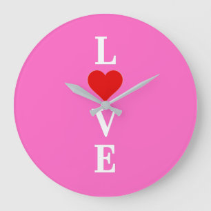 Pink LOVE Romantic Elegant Large Clock