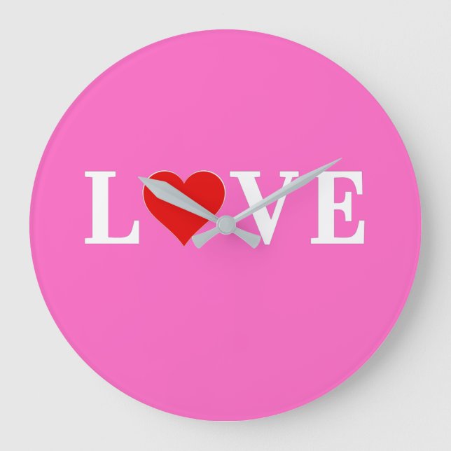 Pink Love Romantic Elegant  Large Clock (Front)
