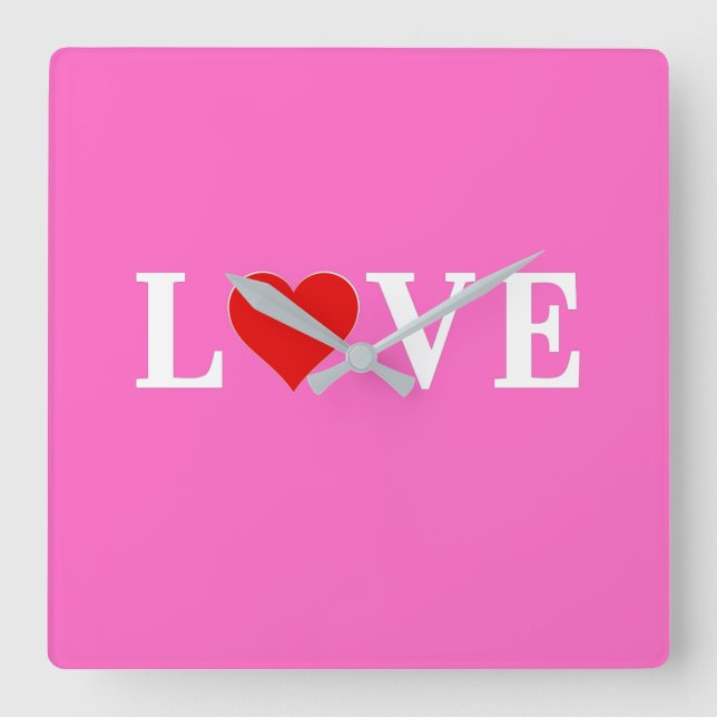Pink Love Romantic Elegant  Square Wall Clock (Front)
