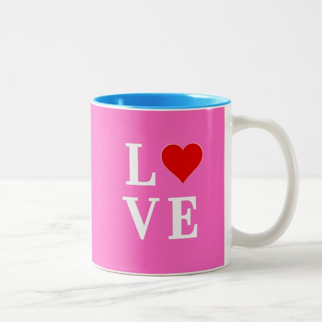 Pink Love Romantic Elegant  Two-Tone Coffee Mug (Right)