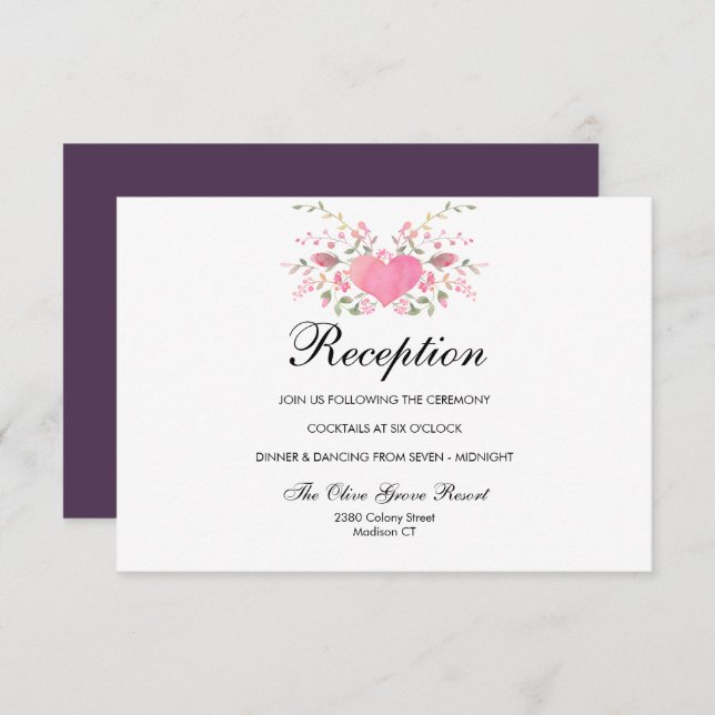 Pink Love | Rustic Wedding  Reception Invitation (Front/Back)