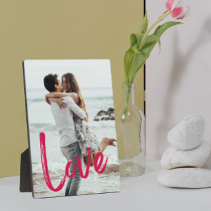 Pink LOVE Script Easel Photo Frameless Plaque
