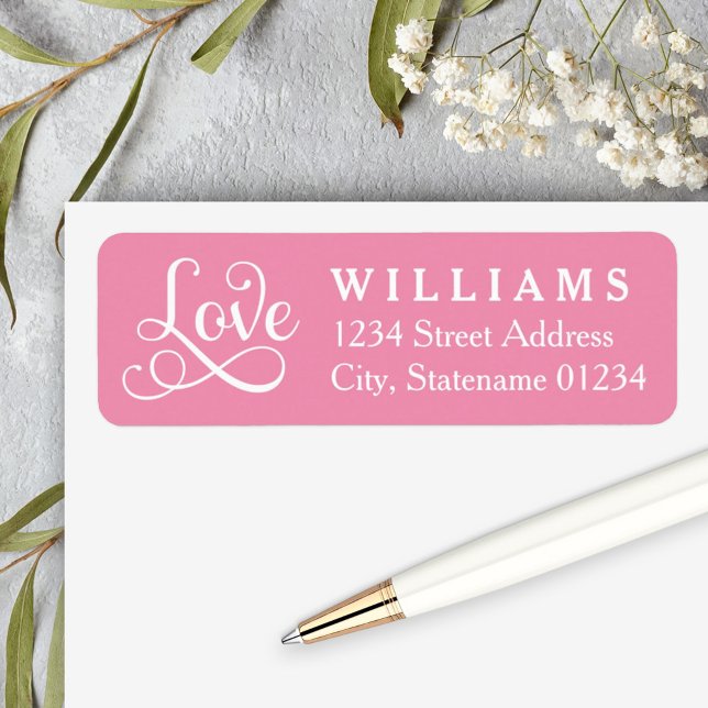 Pink Love Script Wedding Return Address (Creator Uploaded)