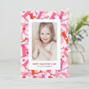 Pink LOVE Typography Photo Happy Valentine's Day Holiday Card