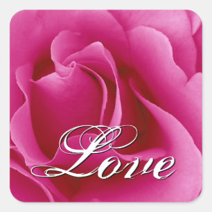 Pink LOVE Wedding Rose Square Sticker