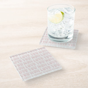Pink Love You Mum Glass Coaster