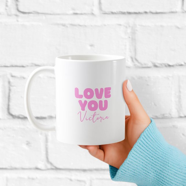 Pink Love You Personalised Mug for Girlfriend  (Creator Uploaded)