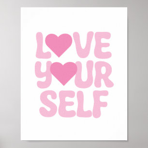 Pink Love Yourself Quotes Poster