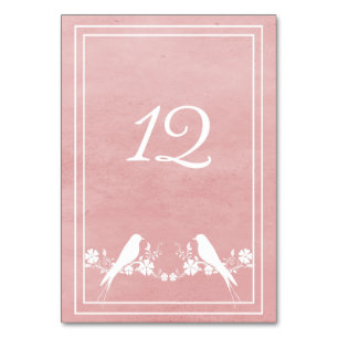Pink Lovebird Floral Table Number Card