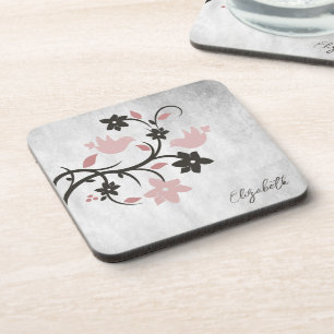 Pink Lovebirds Beverage Coaster