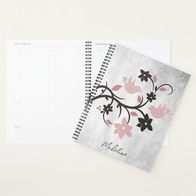 Pink Lovebirds Personalised Planner (Display)