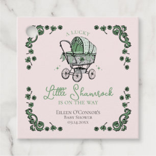 Pink Lucky Little Shamrock St Patricks Baby Shower Favour Tags