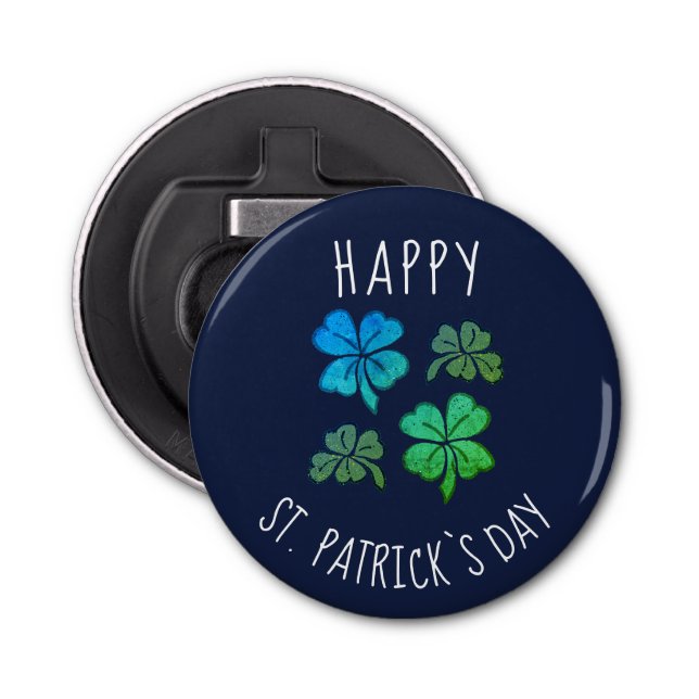 Pink Lucky Shamrock Clover Happy St. Patrick`s day Bottle Opener (Front)