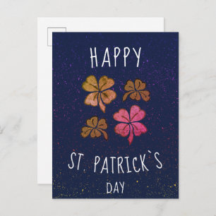 Pink Lucky Shamrock Clover Happy St. Patrick`s day Postcard