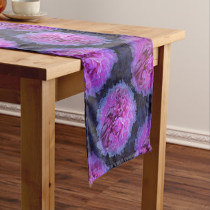 Pink Lush Peony Flowers Short Table Runner