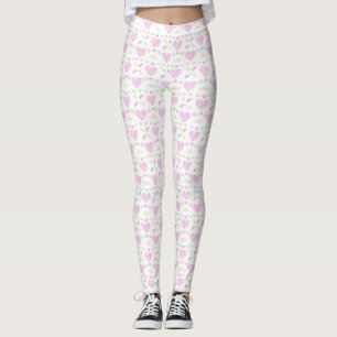 pink luxe romantic heart leggings
