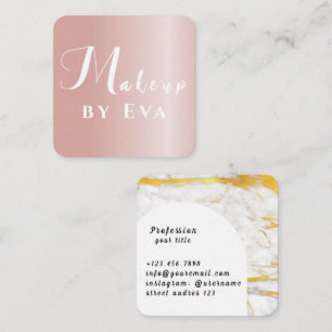 Pink Luxury Glitter Marble Makeup Square Business Card