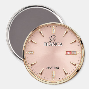 Pink Luxury Watch Elegant Gold and Silver Women's Magnet