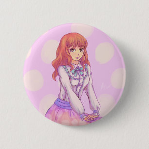 Pink Macaron Girl 6 Cm Round Badge