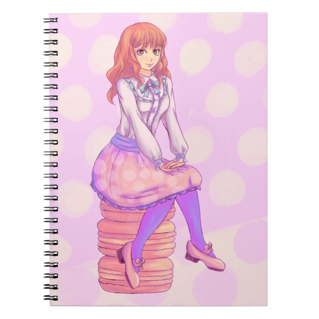 Pink Macaron Girl Notebook (Front)
