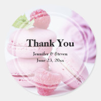 Pink Macarons & Red Raspberries Wedding Thank You