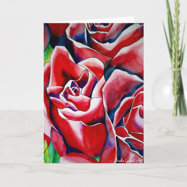 Pink macro roses Valentine's Day card (Front)