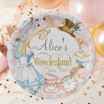 Pink, Mad Hatter, Tea Party, Girl Wonderland<br><div class="desc">This paper plate is perfect for a whimsical, Alice in Wonderland-themed birthday party, especially for fans of the Mad Hatter's tea party. The design features vibrant pink hues, embodying the playful and fantastical spirit of Wonderland. Illustrations of the Mad Hatter, along with other iconic characters, adorn the plate, adding a...</div>