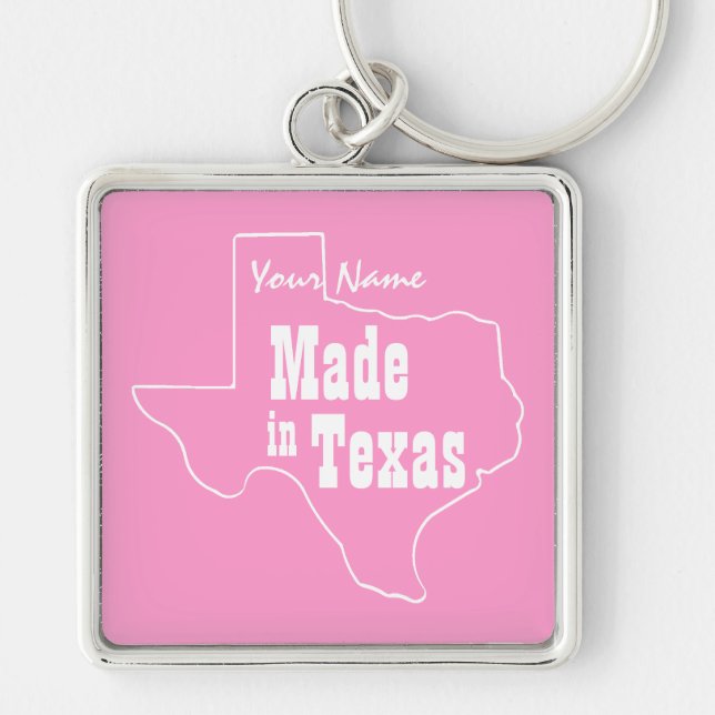 Pink made In Texas Keychain (Front)