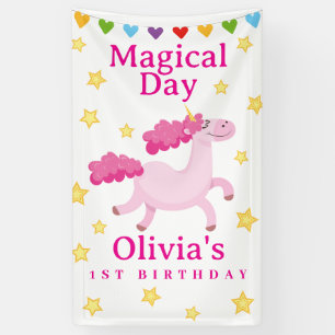 Pink Madical Day first Unicorn Birthday star Banner