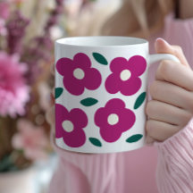 Pink Magenta Abstract Retro Flower Pattern