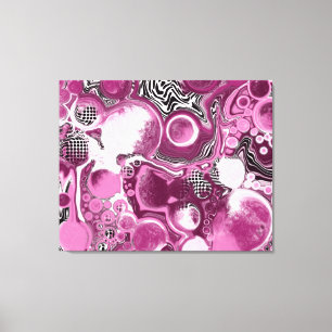 Pink, Magenta and Black Fluid Art Pour Painting Canvas Print