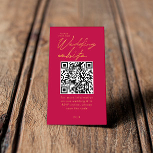 Pink Magenta and Gold Visit our Wedding Website Enclosure Card